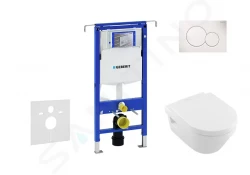 GEBERIT - Duofix Set předstěnové instalace, klozetu a sedátka Villeroy & Boch, tlačítka Sigma01, DirectFlush, SoftClose, CeramicPlus, alpská bílá (111.355.00.5 NB1)