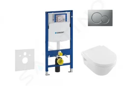 GEBERIT - Duofix Set předstěnové instalace, klozetu a sedátka Villeroy & Boch, tlačítka Sigma01, DirectFlush, SoftClose, CeramicPlus, matný chrom (111.300.00.5 NB3)