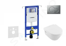 GEBERIT - Duofix Set předstěnové instalace, klozetu a sedátka Villeroy & Boch, tlačítka Sigma01, DirectFlush, SoftClose, CeramicPlus, matný chrom (111.355.00.5 NB3)