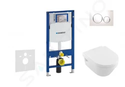 GEBERIT - Duofix Set předstěnové instalace, klozetu a sedátka Villeroy & Boch, tlačítka Sigma20, DirectFlush, SoftClose, CeramicPlus, bílá/chrom (111.300.00.5 NB4)