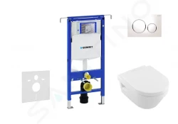 GEBERIT - Duofix Set předstěnové instalace, klozetu a sedátka Villeroy & Boch, tlačítka Sigma20, DirectFlush, SoftClose, CeramicPlus, bílá/chrom (111.355.00.5 NB4)