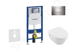 GEBERIT - Duofix Set předstěnové instalace, klozetu a sedátka Villeroy & Boch, tlačítka Sigma30, DirectFlush, SoftClose, CeramicPlus, chrom (111.300.00.5 NB6)