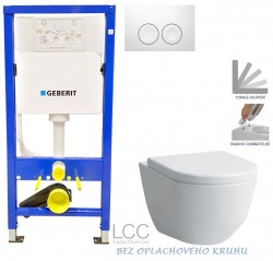 GEBERIT DuofixBasic s bielym tlačidlom DELTA21 + WC LAUFEN PRO LCC RIMLESS + SEDADLO (458.103.00.1 21BI LP2)