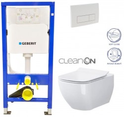 GEBERIT DuofixBasic s bielym tlačidlom DELTA51 + WC CERSANIT VIRGO CLEANON + SEDADLO (458.103.00.1 51BI ME1)