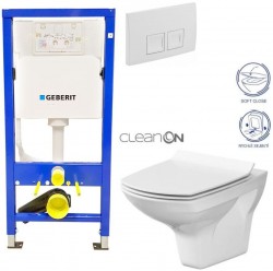 GEBERIT DuofixBasic s bílým tlačítkem DELTA50 + WC CERSANIT CLEANON CARINA + SEDÁTKO (458.103.00.1 50BI CA3)