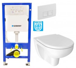 GEBERIT DuofixBasic s bílým tlačítkem DELTA50 + WC JIKA LYRA PLUS RIMLESS + SEDÁTKO DURAPLAST (458.103.00.1 50BI LY1)