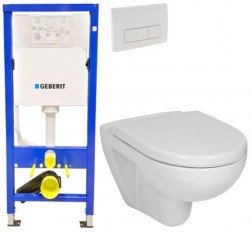 GEBERIT DuofixBasic s bílým tlačítkem DELTA51 + WC JIKA LYRA PLUS + SEDÁTKO DURAPLAST (458.103.00.1 51BI LY6)