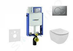 GEBERIT - Kombifix Modul pro závěsné WC s tlačítkem Sigma01, matný chrom + Ideal Standard Tesi - WC a sedátko, Aquablade, SoftClose (110.302.00.5 NU3)