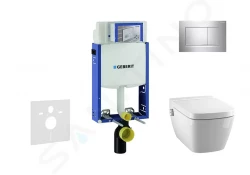 GEBERIT - Kombifix Modul pro závěsné WC s tlačítkem Sigma30, lesklý chrom/chrom mat + Tece One - sprchovací toaleta a sedátko, Rimless, SoftClose (110.302.00.5 NT6)