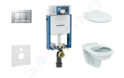 GEBERIT - Kombifix Set předstěnové instalace, klozet Alpha se sedátkem, tlačítko Sigma30, chrom mat/chrom (110.302.00.5 ND7)