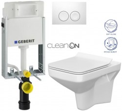 GEBERIT KOMBIFIXBasic vč. bílého tlačítka DELTA 21 + WC CERSANIT CLEANON COMO + SEDÁTKO (110.100.00.1 21BI CO1)