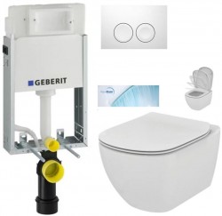 GEBERIT KOMBIFIXBasic vč. bílého tlačítka DELTA 21 + WC Ideal Standard Tesi se sedátkem SoftClose, AquaBlade  (110.100.00.1 21BI TE1)