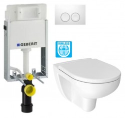 GEBERIT KOMBIFIXBasic vč. bílého tlačítka DELTA 21 + WC JIKA LYRA PLUS RIMLESS + SEDÁTKO DURAPLAST (110.100.00.1 21BI LY1)