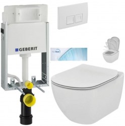 GEBERIT KOMBIFIXBasic vč. bílého  tlačítka DELTA 50 + WC Ideal Standard Tesi se sedátkem SoftClose, AquaBlade  (110.100.00.1 50BI TE1)
