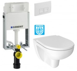 GEBERIT KOMBIFIXBasic vč. bílého  tlačítka DELTA 50 + WC JIKA LYRA PLUS RIMLESS + SEDÁTKO DURAPLAST (110.100.00.1 50BI LY1)