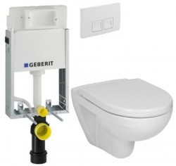 GEBERIT KOMBIFIXBasic vč. bílého  tlačítka DELTA 50 + WC JIKA LYRA PLUS + SEDÁTKO DURAPLAST (110.100.00.1 50BI LY6)