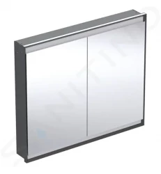 GEBERIT - ONE Zrcadlová skříňka s LED osvětlením, 1050x900x150 mm, 2 dvířka, vestavná, matná černá (505.804.00.7)