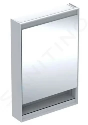 GEBERIT - ONE Zrcadlová skříňka s LED osvětlením, 600x900x150 mm, panty vlevo, s nikou, bílá (505.830.00.2)