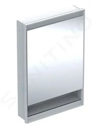 GEBERIT - ONE Zrcadlová skříňka s LED osvětlením, 600x900x150 mm, panty vlevo, s nikou, vestavná, bílá (505.820.00.2)