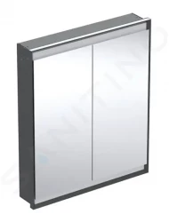 GEBERIT - ONE Zrcadlová skříňka s LED osvětlením, 750x900x150 mm, 2 dvířka, vestavná, matná černá (505.802.00.7)