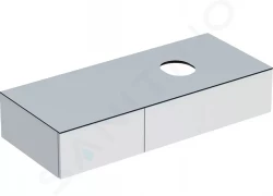 GEBERIT - VariForm Umyvadlová skříňka, 1350x510x235 mm, 2 zásuvky a zápachová uzávěrka, lesklá bílá/matná bílá (501.177.00.1)