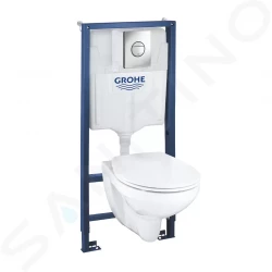 GROHE - Solido Set předstěnové instalace, klozetu Bau Ceramic a sedátka softclose, tlačítka Sail, chrom (39499000)