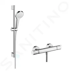 HANSGROHE - Croma Select S Sprchový set Vario s termostatem, 3 proudy, sprchová tyč 650 mm, bílá/chrom (27013400)