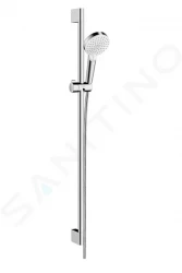 HANSGROHE - Crometta Sprchová souprava Vario 100, 2 proudy, EcoSmart 9 l/min. sprchová tyč 900 mm, bílá/chrom (26538400)