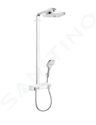 HANSGROHE - Raindance Select E Sprchový set Showerpipe 300 s termostatem, 3 proudy, EcoSmart 9 l/min, bílá/chrom (27283400)