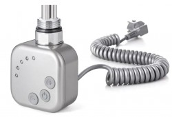 HOPA - Topná tyč BURGH s termostatem a časovačem - Barva topné tyče - Chrom - matný, Typ připojení - Kroucený kabel, Výkon topné tyče - 120 W (RDOHT212003)