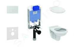 IDEAL STANDARD - ProSys Set předstěnové instalace, klozet Alpha se sedátkem, tlačítko Oleas M1, chrom mat (ProSys80M SP107)