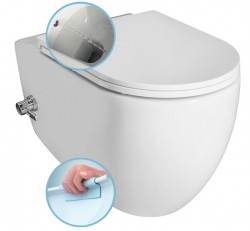 ISVEA - INFINITY CLEANWASH závěsná WC mísa Rimless, integrovaná baterie a bidet. sprška, 36,5x53cm, bílá (10NFS1005I)