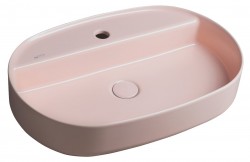 ISVEA - INFINITY OVAL keramické umyvadlo na desku, 60x40cm, růžová Salmon (10NF65060-2S)