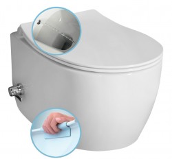 ISVEA - SENTIMENTI CLEANWASH závěsná WC mísa, integrovaný ventil a bidet. sprška, Rimless, 36x51cm, bílá (10ARS1010)