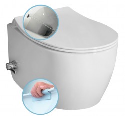 ISVEA - SENTIMENTI CLEANWASH závěsná WC mísa, Rimless, integrovaný ventil a bidet. sprška, 36x51cm, bílá (10ARS1010)