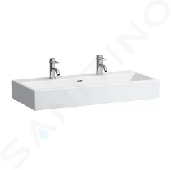 Laufen - Living Dvojumyvadlo nábytkové 1000x460 mm, se 2 otvory pro baterie, bílá (H8184370001071)