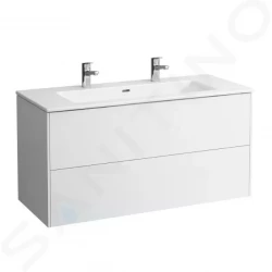 Laufen - Pro S Skříňka s dvojumyvadlem, 1200x610x500 mm, 2 zásuvky, lesklá bílá (H8649632611071)