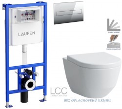 LAUFEN Rámový podomietkový modul CW1 SET s chrómovým tlačidlom + WC LAUFEN PRO LCC RIMLESS + SEDADLO (H8946600000001CR LP2)