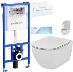 LAUFEN Rámový podomítkový modul CW1 SET s bílým tlačítkem + WC Ideal Standard Tesi se sedátkem SoftClose, AquaBlade  (H8946600000001BI TE1)