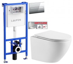 LAUFEN Rámový podomítkový modul CW1 SET s chromovým tlačítkem + WC INVENA LIMNOS WITH SOFT, včetně soft/close sedátka (H8946600000001CR LI1)