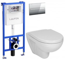 LAUFEN Rámový podomítkový modul CW1 SET s chromovým tlačítkem + WC JIKA LYRA PLUS + SEDÁTKO DURAPLAST (H8946600000001CR LY6)