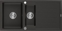MEXEN - Andres granitový dřez 1.5 s odkapávačem 1000x500 mm, černá / zlatá kovová (6515101510-75)