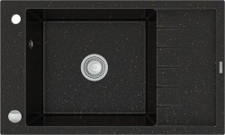 MEXEN - Elias granitový dřez 1 mísa dřez s vypouštěním krátký Board 795x480 mm, černá / kovové zlato (6511791005-75)