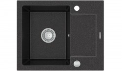 MEXEN - Enzo granitový dřez 1-mísa dřez s vypouštěním krátký Board 576x465 mm, černá skvrnité (6506571005-76)