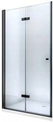 MEXEN - LIMA skládací dveře 100x190 cm 6mm, černé, transparent se stěnovým profilem (856-100-000-70-00)