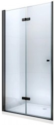 MEXEN - LIMA skládací dveře 80x190 cm 6mm, černé, transparent se stěnovým profilem (856-080-000-70-00)