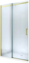 MEXEN - OMEGA posuvné dveře 130x190 cm 8 mm zlatá, transparent se sadou pro niku (825-130-000-50-00)
