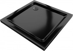 MEXEN/S - Flat sprchová vanička čtvercová slim 90 x 90, černá + černý sifon (40709090B)