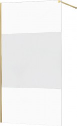 MEXEN/S - KIOTO Sprchová zástěna WALK-IN 070x200 cm 8 mm, zlatá, Transparent/matné sklo (800-070-101-50-35)