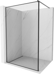 MEXEN/S - Kioto Sprchová zástěna WALK-IN 100 x 200 cm, černý vzor 8 mm, grafit metal (800-100-101-95-70)